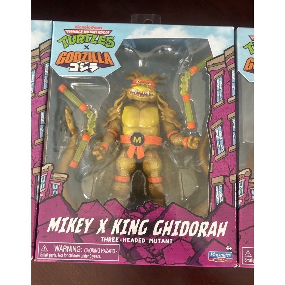 TMNT Teenage Mutant Ninja Turtles X Godzilla (Set of 3) "Leo, Mikey, Raph"- NEW - Picture 3 of 5